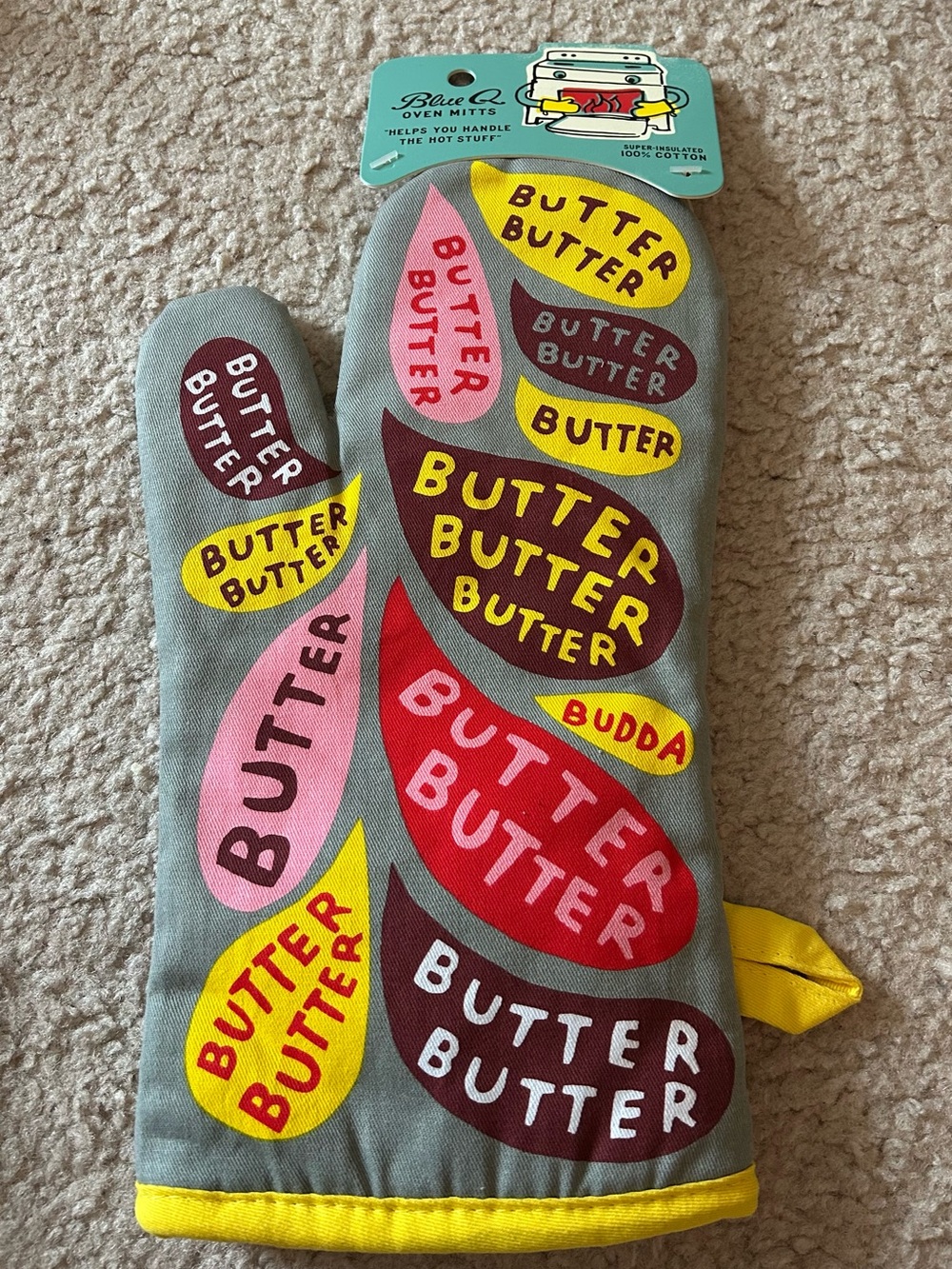 Blue Q Gray 'Butter' Print Oven Mitt